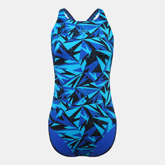 Speedo Women's Hyperboom Allover Print Medalist One-Piece Swimsuit Blue Speedo Women's Hyperboom Allover Print Medalist One-Piece Swimsuit Blue image number 0