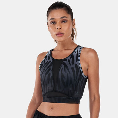 adidas Women's Training Tiger All Over Print Sports Bra Black