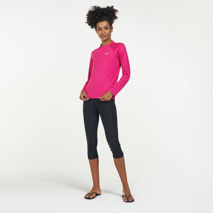 Nike Swim Women's Essential Long Sleeve Hydroguard Rashguard Pink Nike Swim Women's Essential Long Sleeve Hydroguard Rashguard Pink image number 2
