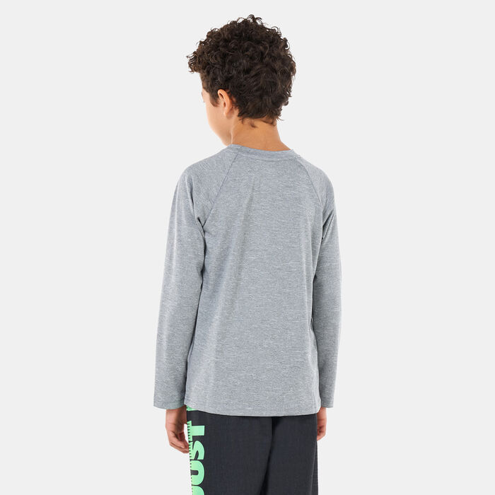 Nike Swim Kids' Heather Hydroguard Swim Top Grey image number 1