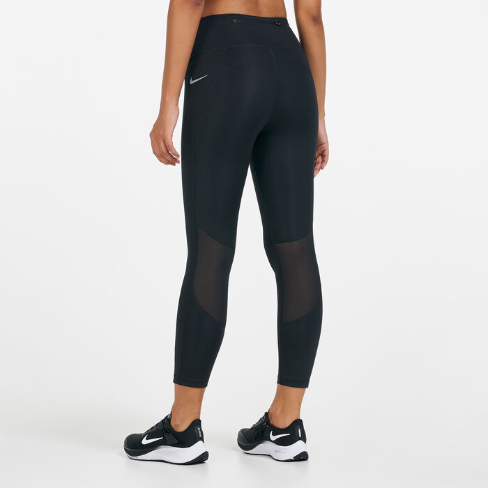 Nike Women's Fast Mid-Rise Crop Running Leggings Black image number 1