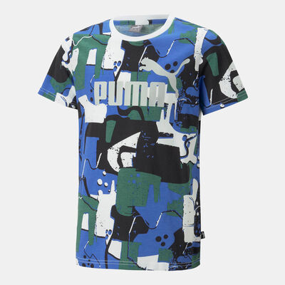 PUMA Kids' Essentials Printed Street Art T-Shirt Blue