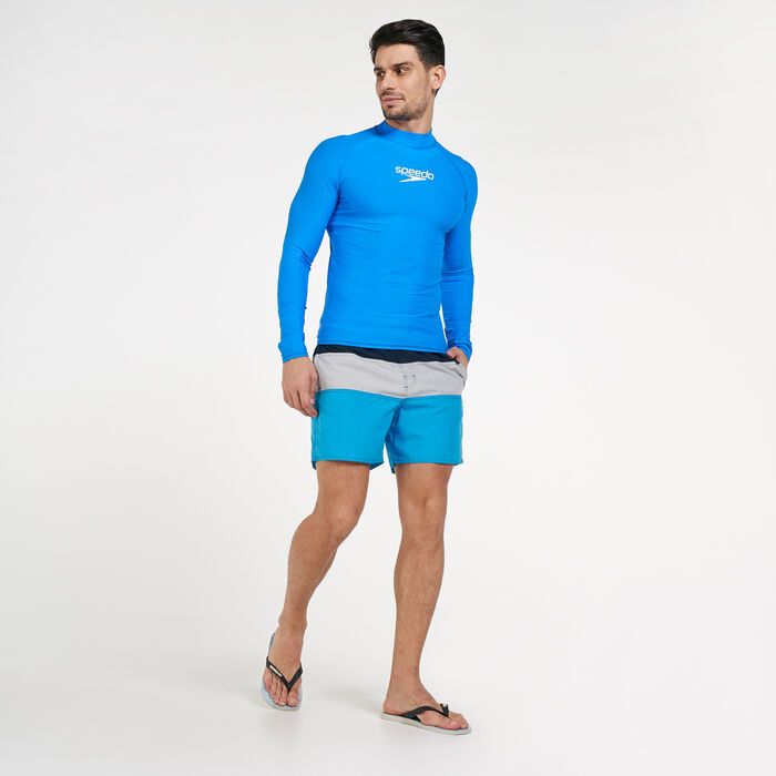 Speedo Men's Delight Long Sleeves Rashguard Blue Speedo Men's Delight Long Sleeves Rashguard Blue image number 2