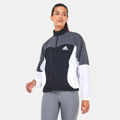 adidas Women's Designed to Move Colorblock Track Jacket Black