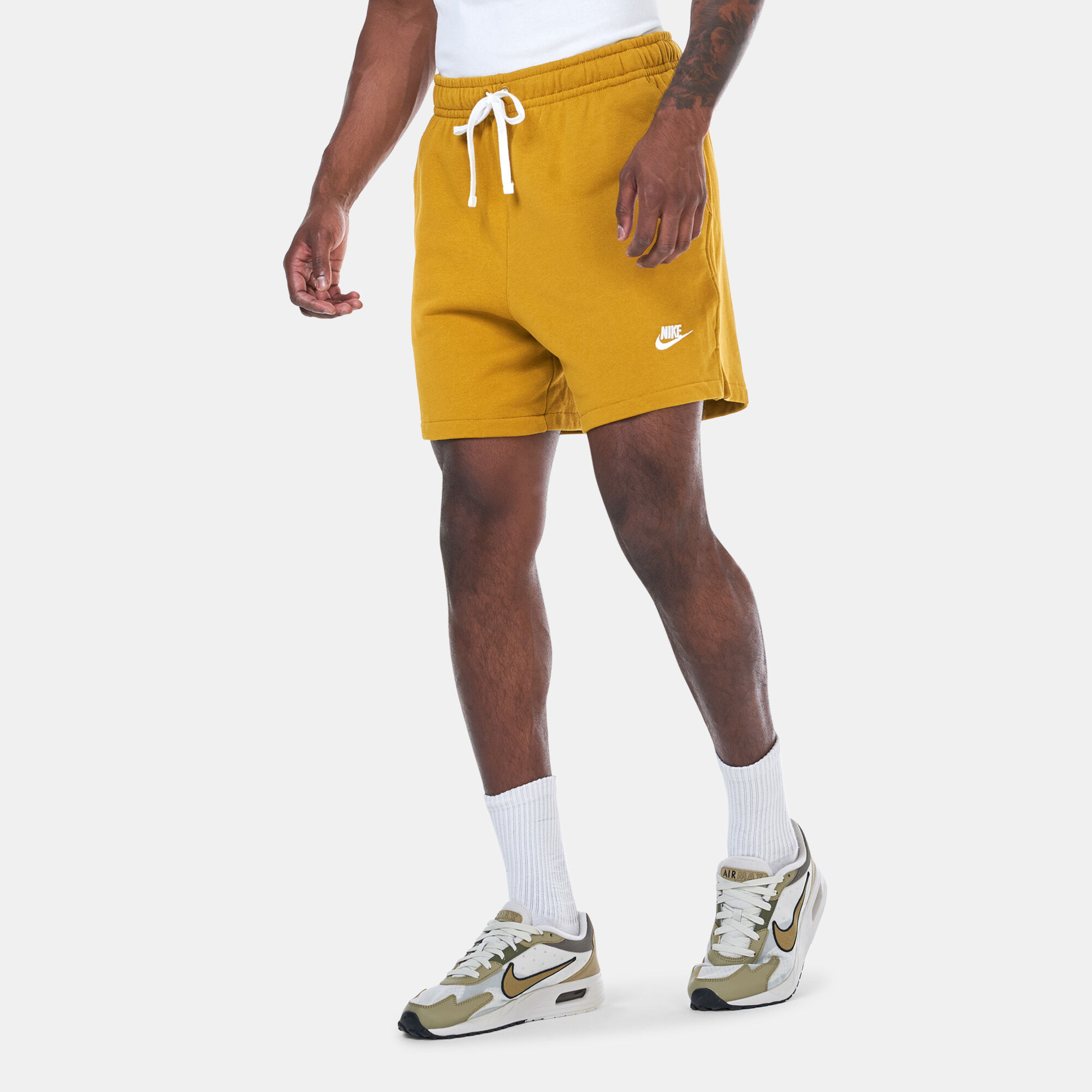 Nike sweat shorts yellow hot sale