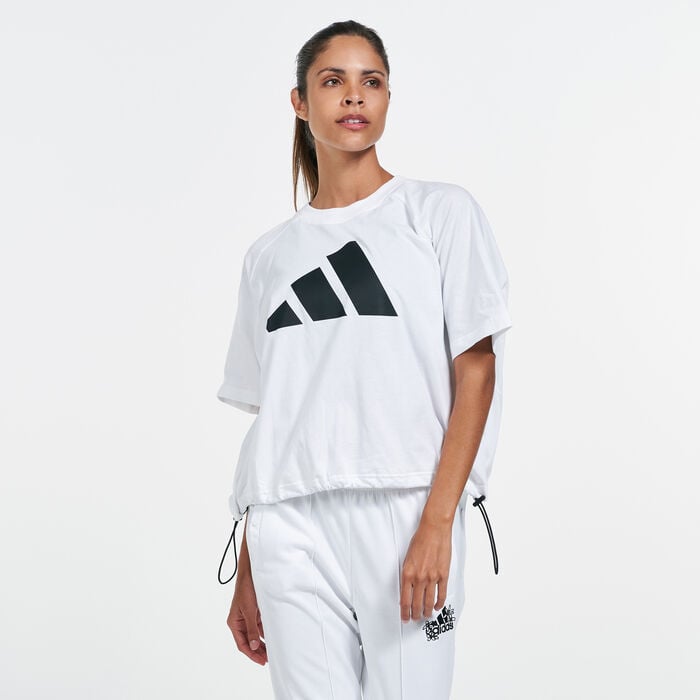 adidas Women's Sportswear Adjustable Badge of Sport T-Shirt White adidas Women's Sportswear Adjustable Badge of Sport T-Shirt White image number 0