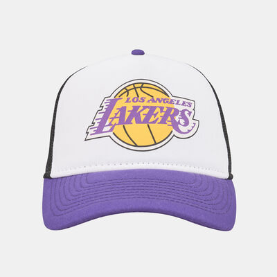 New Era Men's Los Angeles Lakers Team Color Block A-Frame Trucker Cap White