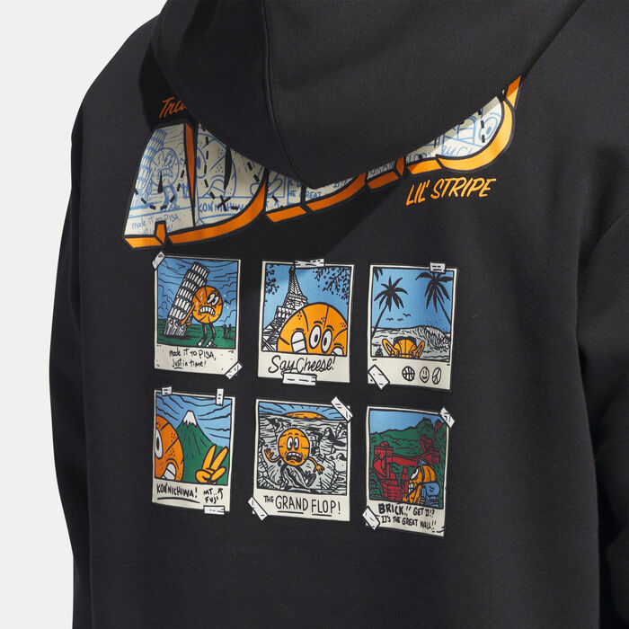 adidas Men's Lil Stripe Postcard Graphic Hoodie Black adidas Men's Lil Stripe Postcard Graphic Hoodie Black image number 4
