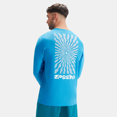Speedo Men's Printed Swimming Long Sleeve T-Shirt Blue