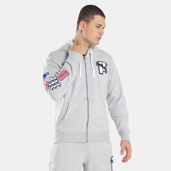 PUMA Men's Logo Full-Zip Hoodie Grey PUMA Men's Logo Full-Zip Hoodie Grey image number 0