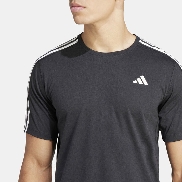 adidas Men's Own the Run 3-Stripes Running T-Shirt Black image number 3