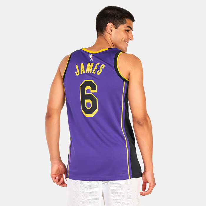 Jordan Men's NBA Los Angeles Lakers Statement Edition Swingman Basketball Jersey Purple Jordan Men's NBA Los Angeles Lakers Statement Edition Swingman Basketball Jersey Purple image number 1