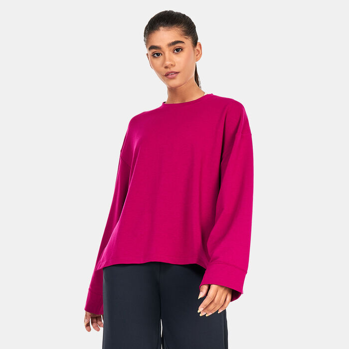 Nike Women's Yoga Dri-FIT Crew Sweatshirt Pink Nike Women's Yoga Dri-FIT Crew Sweatshirt Pink image number 0