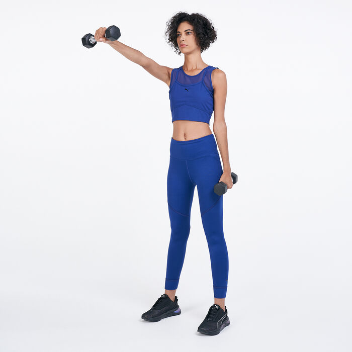 PUMA Women's Studio Layered Crop Tank Top Blue PUMA Women's Studio Layered Crop Tank Top Blue image number 2