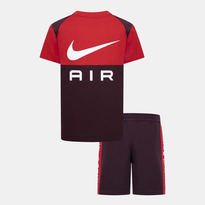 Nike Kids' Air Fleece T-Shirt and Shorts Set Red image number 1