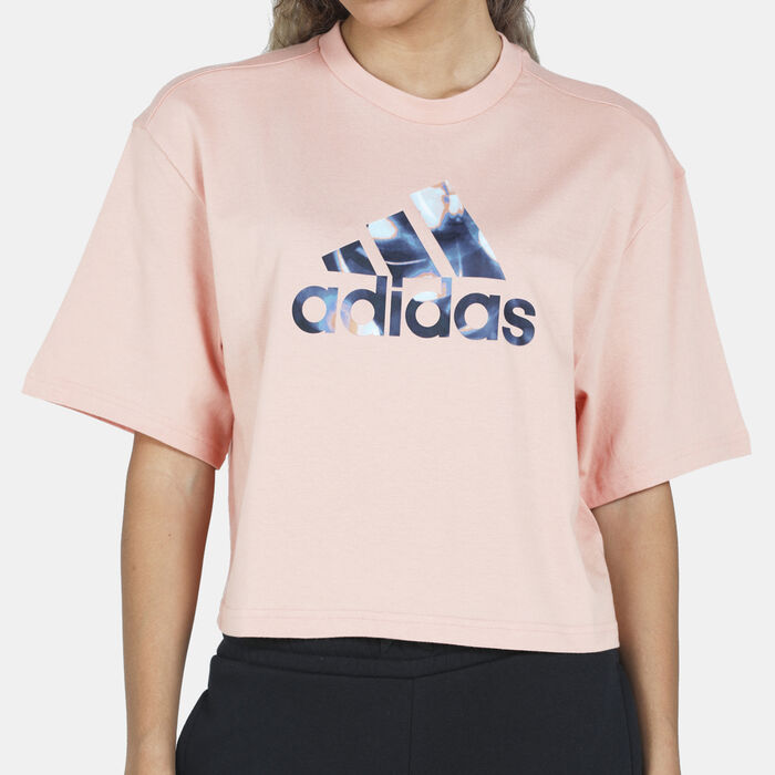 adidas Women's X Zoe Saldana Cropped T-Shirt Beige adidas Women's X Zoe Saldana Cropped T-Shirt Beige image number 3