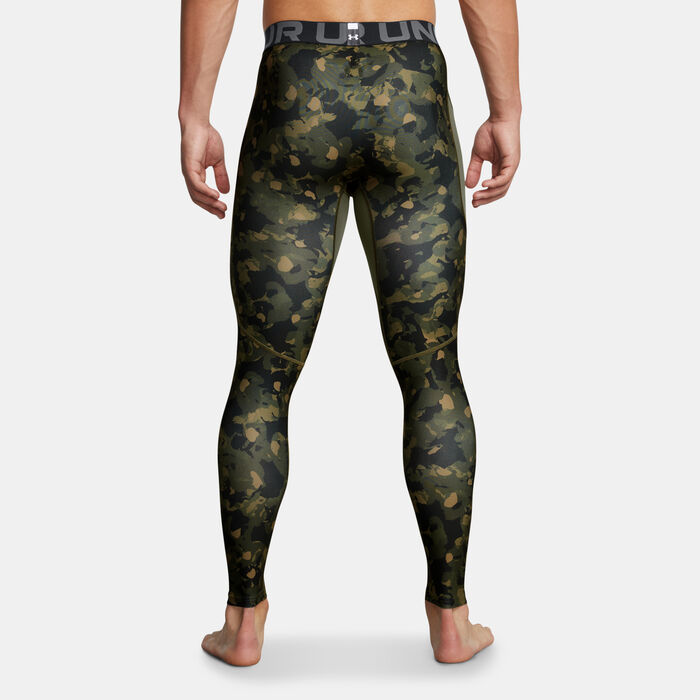 Under Armour Men's HeatGear Printed Leggings Green Under Armour Men's HeatGear Printed Leggings Green image number 1