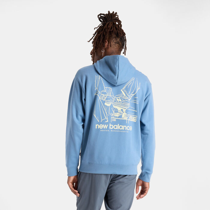 New Balance Men's French Terry Shine Hoodie Blue New Balance Men's French Terry Shine Hoodie Blue image number 1