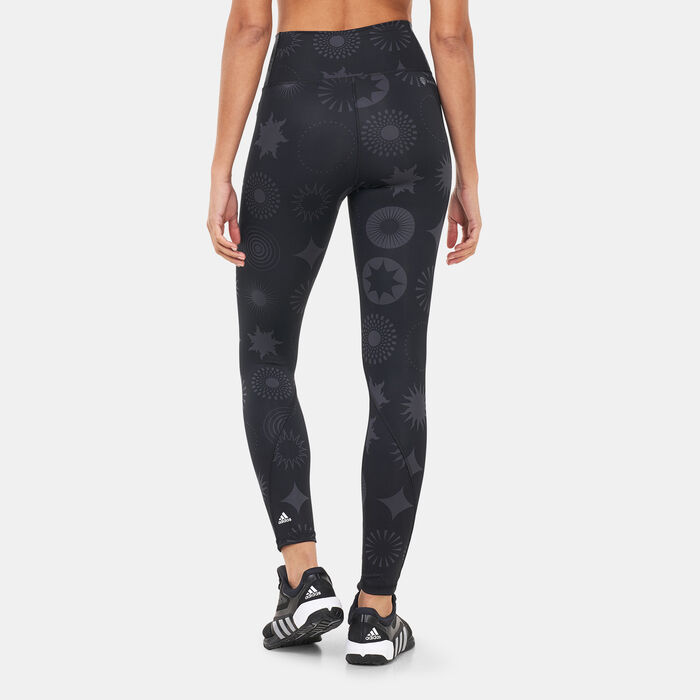 adidas Women's Optime Training Printed Full-Length Leggings Grey adidas Women's Optime Training Printed Full-Length Leggings Grey image number 1