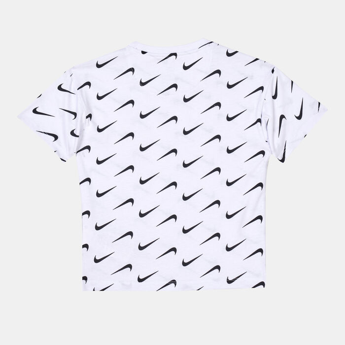 Nike Kids' Allover Swoosh Print T-Shirt White Nike Kids' Allover Swoosh Print T-Shirt White image number 1
