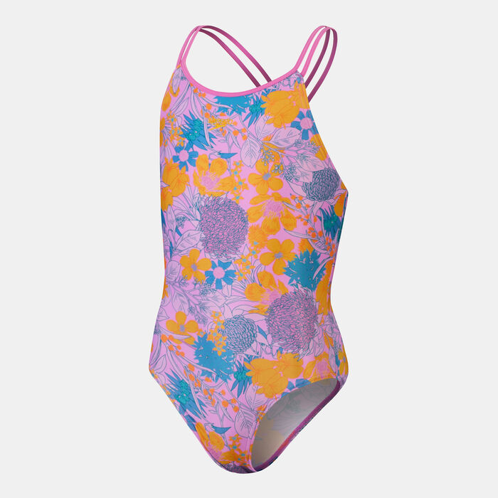 Speedo Kids' Printed Twinstrap Swimsuit Purple image number 0