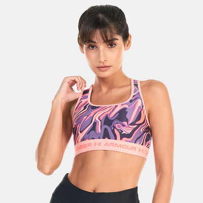 Under Armour Women's Armour Medium Support Printed Sports Bra Pink