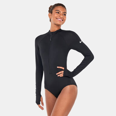 Nike Swim Women's Swim Adventure Long Sleeve One-Piece Swimsuit Black