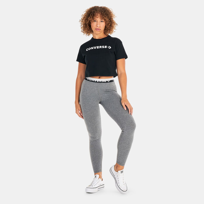 Converse Women's Puff Logo Cropped T-Shirt Black image number 2