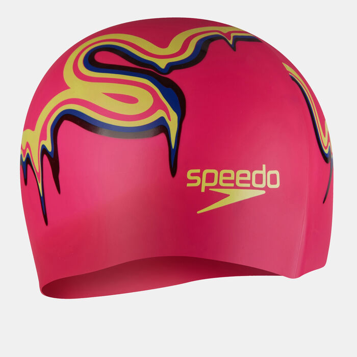 Speedo Kids' Junior Slogan Swimming Cap Pink image number 1