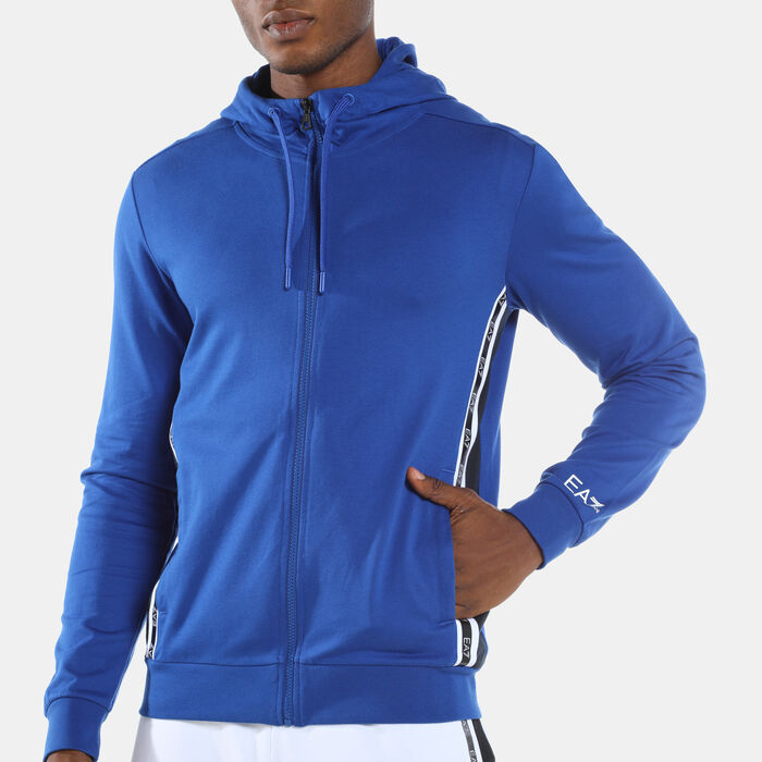 EA7 Emporio Armani Men's Train Logo Series Extended Logo Hoodie Blue EA7 Emporio Armani Men's Train Logo Series Extended Logo Hoodie Blue image number 3