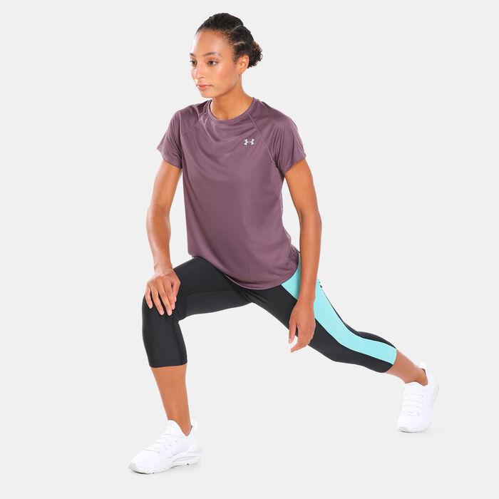 Under Armour Women's Speed Stride Short Sleeve T-Shirt Purple Under Armour Women's Speed Stride Short Sleeve T-Shirt Purple image number 2