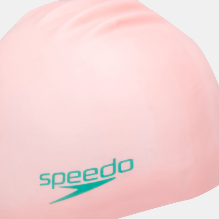 Speedo Kids' Plain Moulded Junior Slogan Swimming Cap Pink Speedo Kids' Plain Moulded Junior Slogan Swimming Cap Pink image number 2