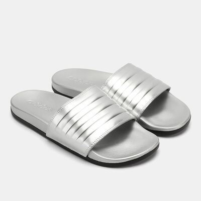 adidas Women's Adilette Comfort Slides Silver