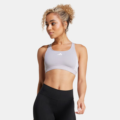 adidas Women's Powerreact Medium-Support Training Sports Bra Grey