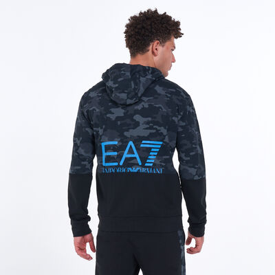 EA7 Emporio Armani Men's Camo Print Zip Hoodie Black