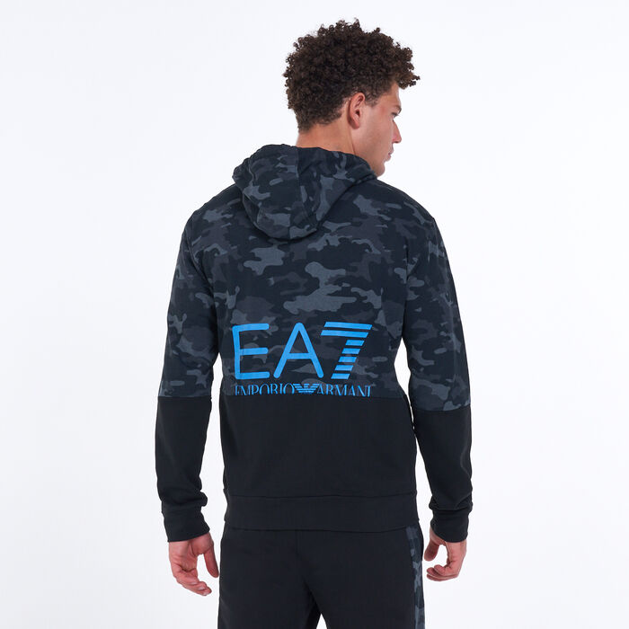 EA7 Emporio Armani Men's Camo Print Zip Hoodie Black EA7 Emporio Armani Men's Camo Print Zip Hoodie Black image number 1