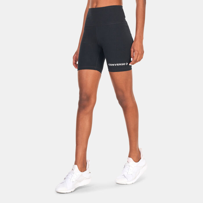 Converse Women's Wordmark Bike Shorts Black Converse Women's Wordmark Bike Shorts Black image number 0