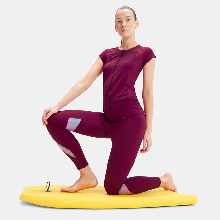 Speedo Women's Printed Panel Leggings Purple Speedo Women's Printed Panel Leggings Purple image number 2
