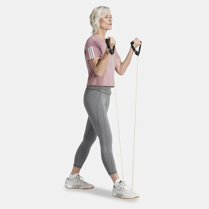 adidas Women's Train Essentials Train Cotton 3-Stripes Crop Top Purple image number 2