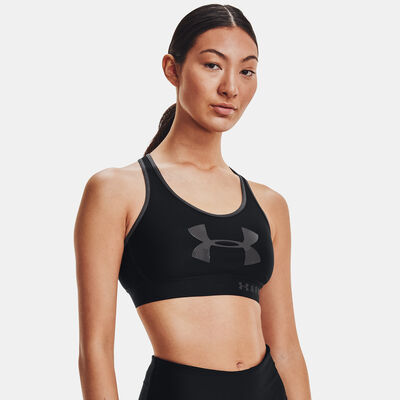 Under Armour Women's Armour Mid Keyhole Graphic Sports Bra Black