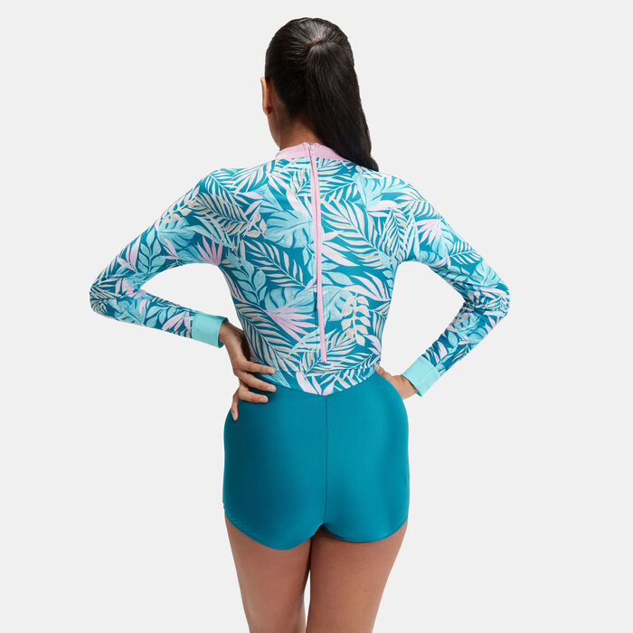 Speedo Women's Graphic One-Piece Swimsuit Blue Speedo Women's Graphic One-Piece Swimsuit Blue image number 1