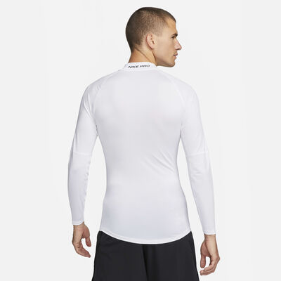 Nike Men's Pro Dri-FIT Fitness Mock-Neck Top White Nike Men's Pro Dri-FIT Fitness Mock-Neck Top White