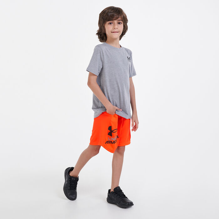 Under Armour Kids' UA Prototype 2.0 Logo Shorts Orange image number 2