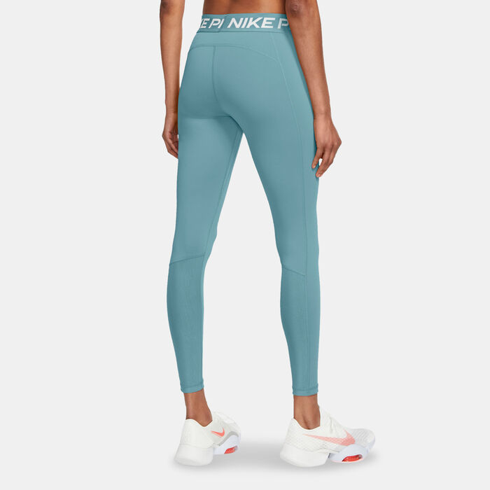 Nike Women's Pro Mid-Rise Mesh-Panelled Leggings Blue Nike Women's Pro Mid-Rise Mesh-Panelled Leggings Blue image number 1