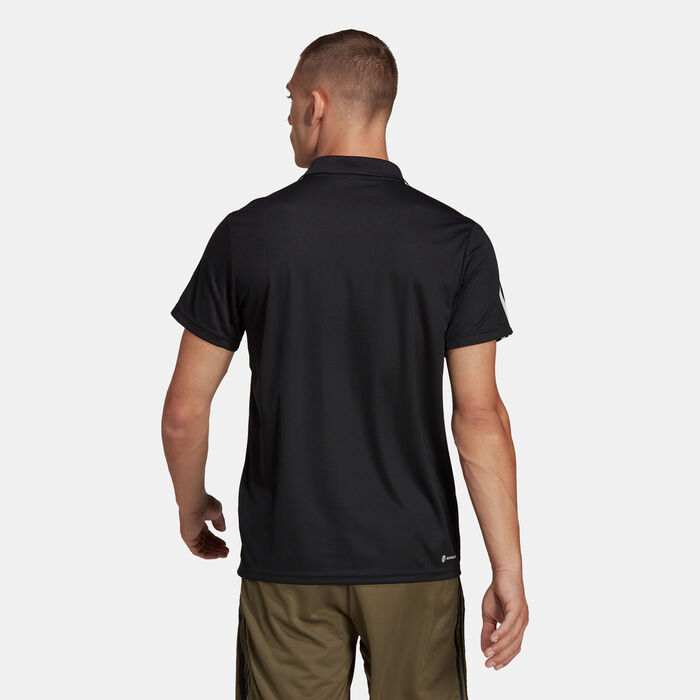 adidas Men's Train Essentials Piqué 3-Stripes Training Polo Shirt Black adidas Men's Train Essentials Piqué 3-Stripes Training Polo Shirt Black image number 1