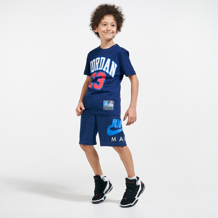 Jordan Kids' Jumpman Speckle Allover Print Shorts (Older Kids) Blue image number 2