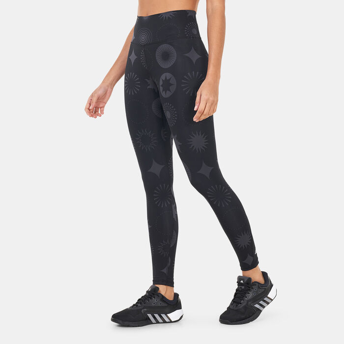 adidas Women's Optime Training Printed Full-Length Leggings Grey adidas Women's Optime Training Printed Full-Length Leggings Grey image number 0