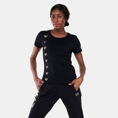 EA7 Emporio Armani Women's Train Logo Series Multilogo T-Shirt Black EA7 Emporio Armani Women's Train Logo Series Multilogo T-Shirt Black