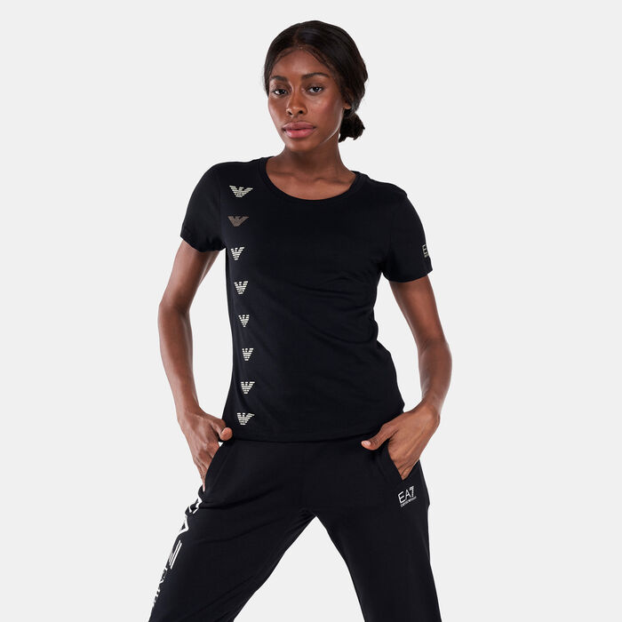 EA7 Emporio Armani Women's Train Logo Series Multilogo T-Shirt Black EA7 Emporio Armani Women's Train Logo Series Multilogo T-Shirt Black image number 0