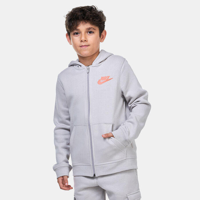 Nike Kids' Sportswear Fleece Full-Zip Graphic Hoodie Grey Nike Kids' Sportswear Fleece Full-Zip Graphic Hoodie Grey image number 0